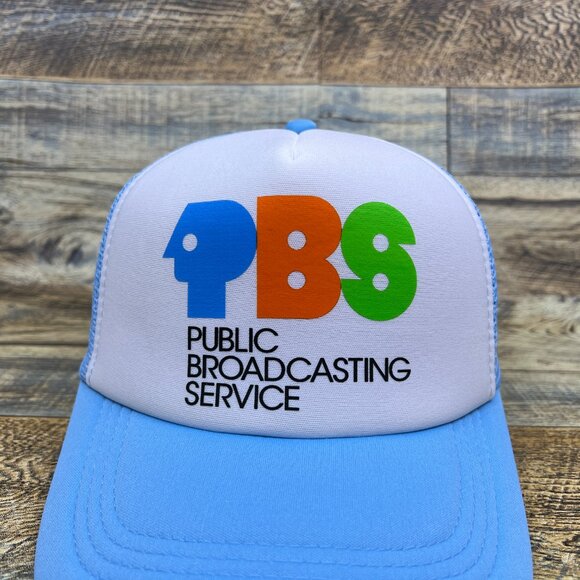 PBS Mens Trucker Hat Blue Snapback Vintage 1969 Vintage Logo Broadcast Ball Cap - Picture 3 of 8